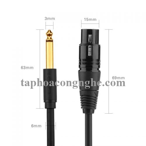 Ugreen 20720 3M màu Đen Cáp âm thanh 6.5mm sang Canon âm AV131 30020720